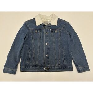 Women's Levi's Silver Tab Trucker Denim Jacket Light Wash Fur Collar Size XL